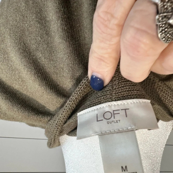 Loft Outlet‎ Cotton Vest Sweater Medium Olive - Picture 4 of 5